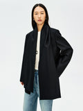Italian Marzotto Wool Blazer | Collarless One-Button Design | Removable Scarf Detail | Women Blazer | MRS Studios