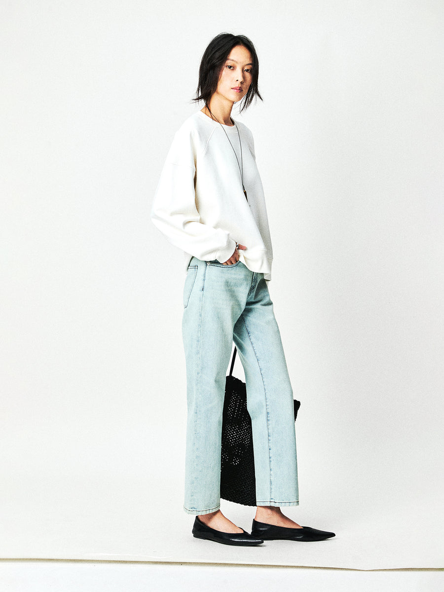 Mesh-Weave Cotton Straight Jeans, view 11