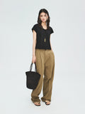 Pima Cotton Normandy Linen Pleated Trousers | Tailored Front Pleats | Single-Welt Back Pockets | Women Trousers | MRS Studios