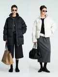 Minimalist 90% White Goose Down Puffer Jacket | Short & Mid-Length | Stand Collar | Women Down Coat | MRS Studios