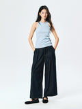 Raw Denim Wide-Leg Jeans | Half-Elastic Waist | Pleated Front | Women Jeans | MRS Studios