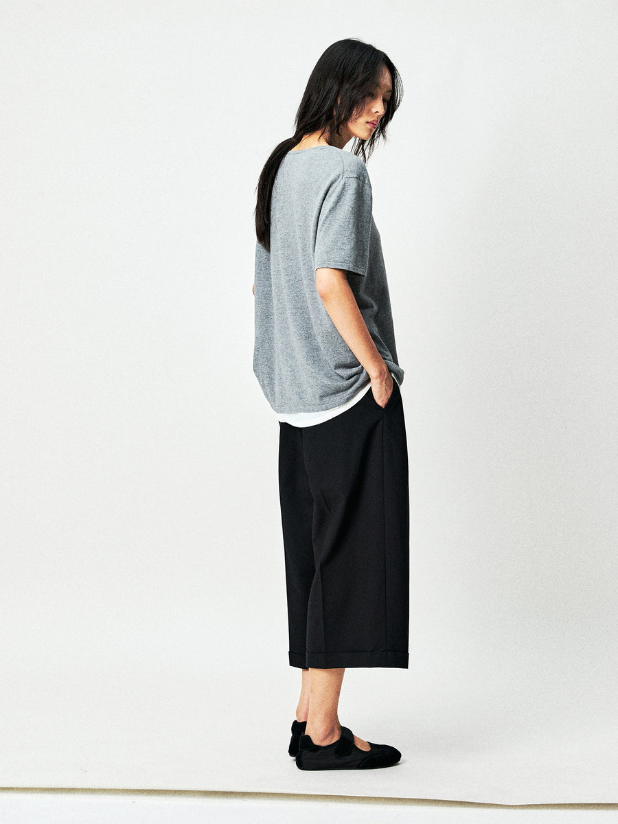 Silk Cotton Knit Short Sleeve Top, view 8