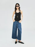 Lyocell Cotton Wide-Leg Jeans | Cropped Wide-Leg Cut | Hand-Distressed Vintage Detailing | Women Jeans | MRS Studios