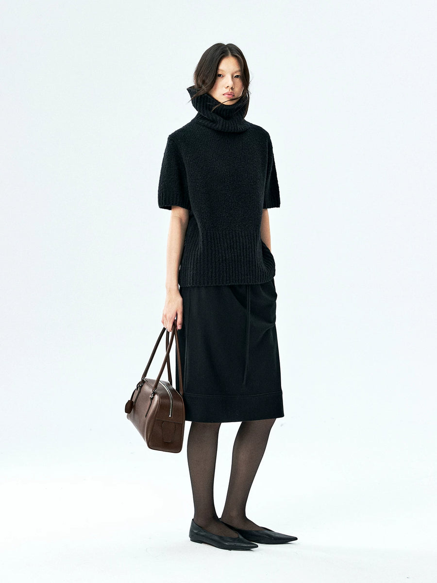 Merino Boucle Short-Sleeve Turtleneck, view 8