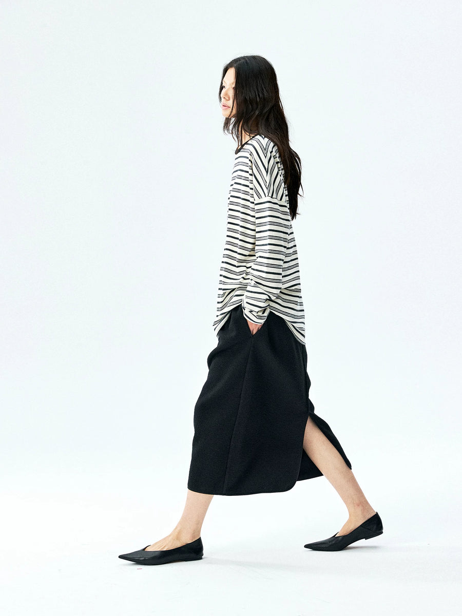Japanese Cotton Striped Long Sleeve Tee, view 3