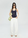 Lyocell Cotton Ribbed Halter Tank | Narrow Racer Strap | 1x1 Rib Knit Texture | Women Top | MRS Studios