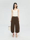 Pima Cotton Normandie Linen Cocoon Pants | Salt-Shrunk Crinkle Texture | Three-Panel Tapered Cocoon Cut | Women Trousers | MRS Studios