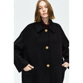 Structured Notched Lapel Wool Coat | Double-Faced Wool | Vintage Gold Button | A-Line Silhouette | Women Coat | MRS Studios