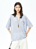 Acetate Linen Knit Top | Henley V-Neck | Pocket Detail | Women Knitwear | MRS Studios