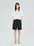 Dry Silk Mulberry Silk Short-Sleeve Top | Egg-Shaped Neckline | Minimalist Relaxed Cut | Women Top | MRS Studios