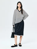 Viscose-Nylon Crepe Skirt | Lustrous Drape | Contrast-Trim Hem with Rear Slit | Women Skirt | MRS Studios