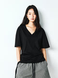 Lyocell Cotton T-Shirt | V-Neck | Relaxed Slimming Fit | Women Top | MRS Studios
