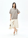 Cotton Nylon Pleated Trousers | Semi-Elastic Waist | Cropped Newsboy | Women Pants | MRS Studios