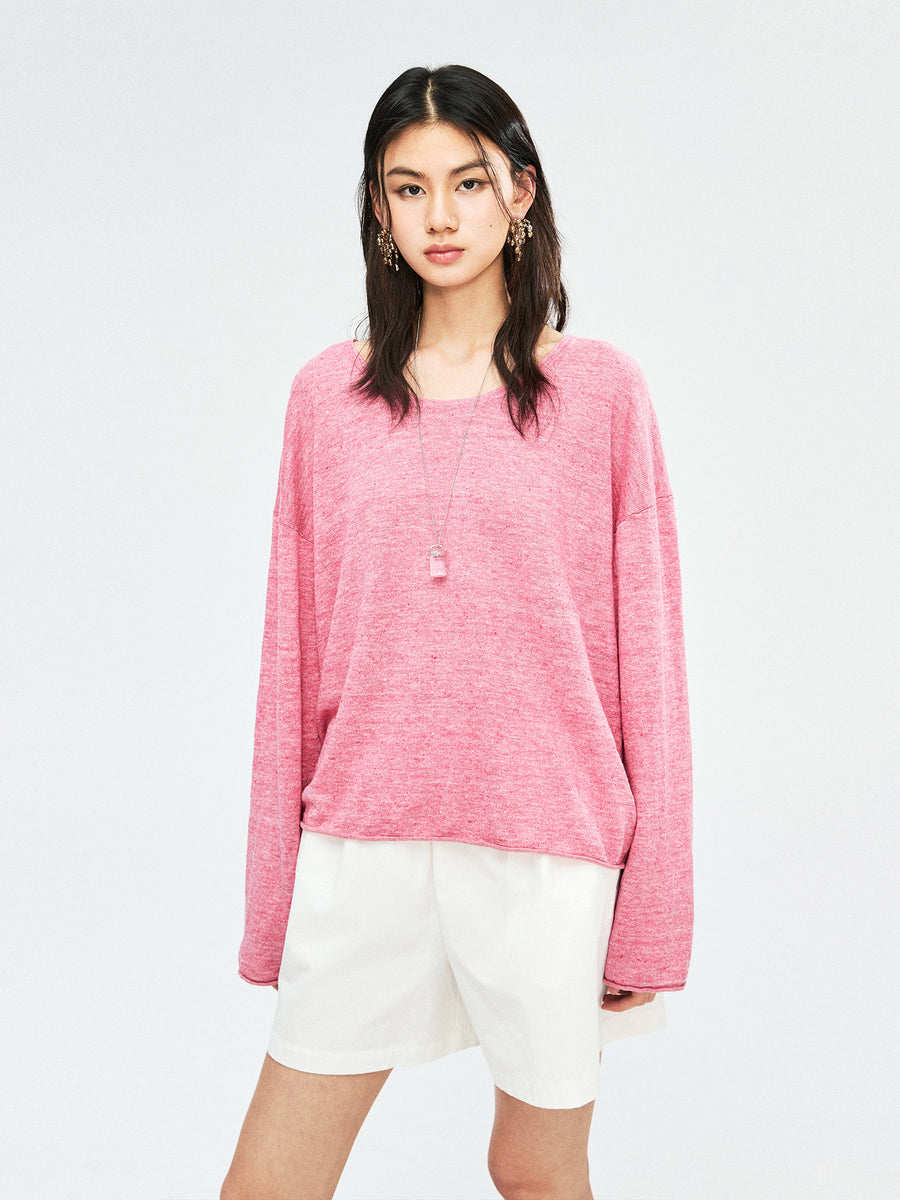 French Linen Yarn Knit Cover-Up, view 8