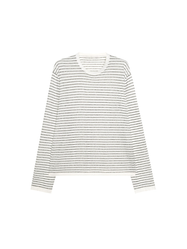 Linen Cotton Fine Stripe Knit Cover-Up | Airy Breathable Weave | Drop Shoulder Relaxed Fit | Women Top | MRS Studios