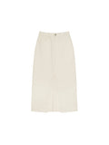Washed Cotton Denim Skirt | High-Waist Front Slit | Straight Vintage Silhouette | Women Skirt | MRS Studios