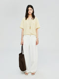 Dry Silk Mulberry Silk Short-Sleeve Top | Egg-Shaped Neckline | Minimalist Relaxed Cut | Women Top | MRS Studios