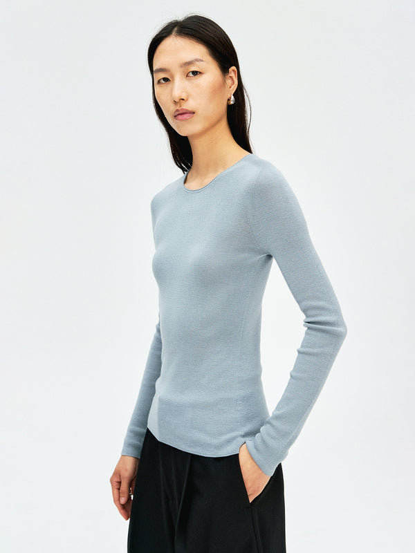 Seamless Fine Merino Wool Base Top | Italian Yarn | Crew & Scoop Neck | Women Knitwear | MRS Studios
