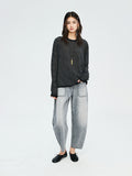 Turkish Bossa Curved-Leg Jeans | Double Patch Pockets | Raw Frayed Hem Workwear | Women Jeans | MRS Studios