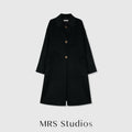 Structured Notched Lapel Wool Coat | Double-Faced Wool | Vintage Gold Button | A-Line Silhouette | Women Coat | MRS Studios