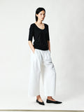 Cotton Hemp Cocoon Trousers | Box-Pleat Front Detail | Cropped 9/10 Length | Women Pants | MRS Studios