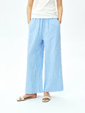 Japanese Cotton Gingham Set | Back-Slit A-Line Top | Wide-Leg Trousers | Women Top and Pants Set | MRS Studios