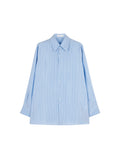 Italian TESEO Silk Stripe Shirt | Classic Collar with Shell Buttons | Women Blouse | MRS Studios
