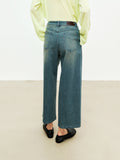 Volcanic Sand Stretch Straight Leg Jeans | Shifted Side Seam | Cropped 9/10 Length | Women Jeans | MRS Studios