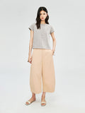 Pima Cotton Normandie Linen Cocoon Pants | Salt-Shrunk Crinkle Texture | Three-Panel Tapered Cocoon Cut | Women Trousers | MRS Studios