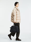 Lightweight Camel Hair Down Jacket | 90% White Goose Down | Stand Collar Bread-Puffer | Women Down Jacket | MRS Studios