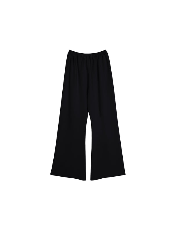 Japanese Triacetate Flared Trousers | Floor-Skimming Light Bell Cut | Vertical Jacquard Stretch Waist | Women Trousers | MRS Studios