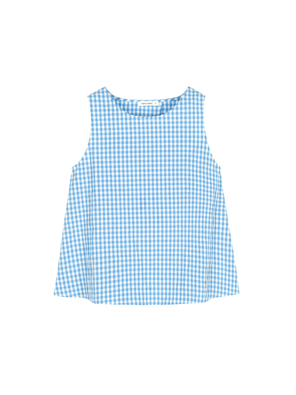 Japanese Cotton Gingham Set | Back-Slit A-Line Top | Wide-Leg Trousers | Women Top and Pants Set | MRS Studios