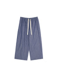 Cotton Hemp Yarn-Dyed Stripe Pants | Salt-Shrunk Crinkle Texture | Drawstring Elastic Waist | Women Pants | MRS Studios