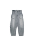 Turkish Bossa Curved-Leg Jeans | Double Patch Pockets | Raw Frayed Hem Workwear | Women Jeans | MRS Studios