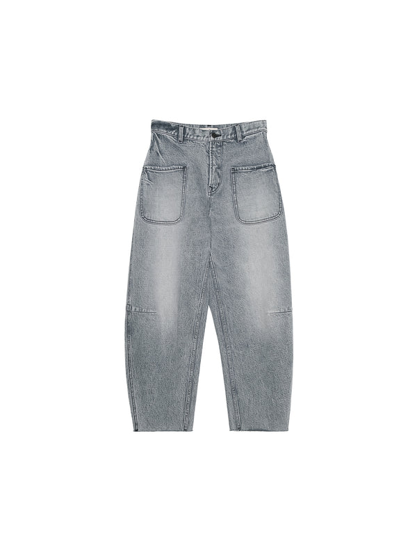 Turkish Bossa Curved-Leg Jeans | Double Patch Pockets | Raw Frayed Hem Workwear | Women Jeans | MRS Studios
