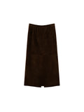 Reversed Suede Lambskin Midi Skirt | Elastic Waist with Back Slit | Imported Lamb Suede | Women Skirt | MRS Studios
