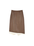 Viscose-Nylon Crepe Skirt | Lustrous Drape | Contrast-Trim Hem with Rear Slit | Women Skirt | MRS Studios