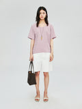 Dry Silk Mulberry Silk Short-Sleeve Top | Egg-Shaped Neckline | Minimalist Relaxed Cut | Women Top | MRS Studios