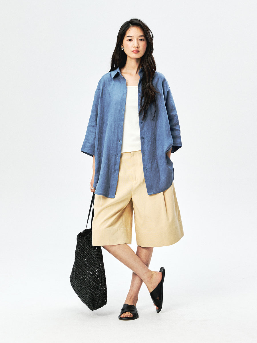 Lyocell Cotton Bermuda Shorts, view 7