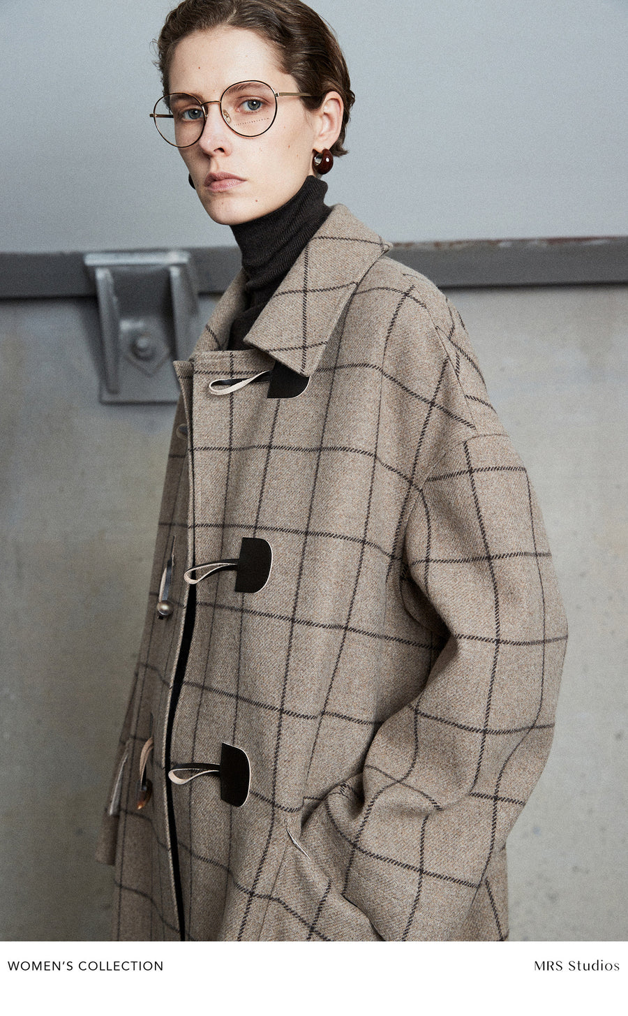 H-Line Merino Wool Duffle Coat | Horn Toggle Closure | Classic Small Collar | Women Coat | MRS Studios