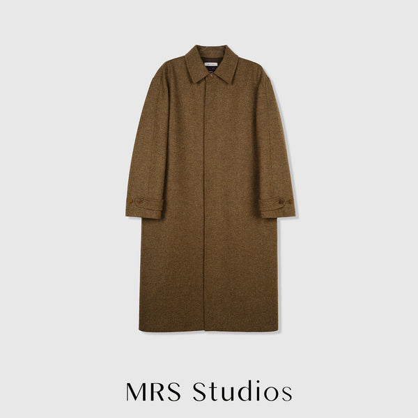 Moon Herringbone Wool Pimlico Coat | Single Breasted | British Moon Wool Tweed | Vintage Tweed Overcoat | MRS Studios