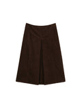 Pima Cotton Corduroy A-Line Midi Skirt | Inverted Pleat Design | Women Skirt | MRS Studios
