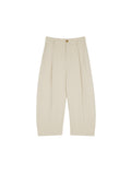 Vintage Linen Straight-Leg Trousers | Curved Banana-Cut Silhouette | Cropped 9/10 Length | Women Trousers | MRS Studios