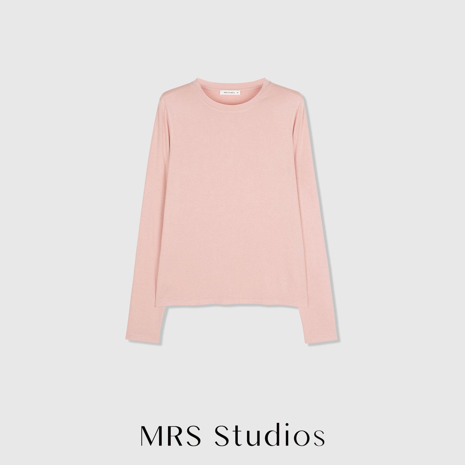 Acetate Wool Rib Knit Long Sleeve Top | Crew Neck Base Layer | Soft Second-Skin T-Shirt | MRS Studios