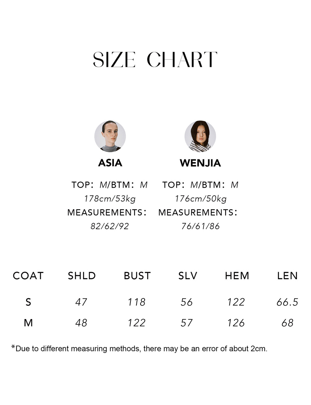 Size chart for Double-Faced Wool Cashmere Collarless Jacket