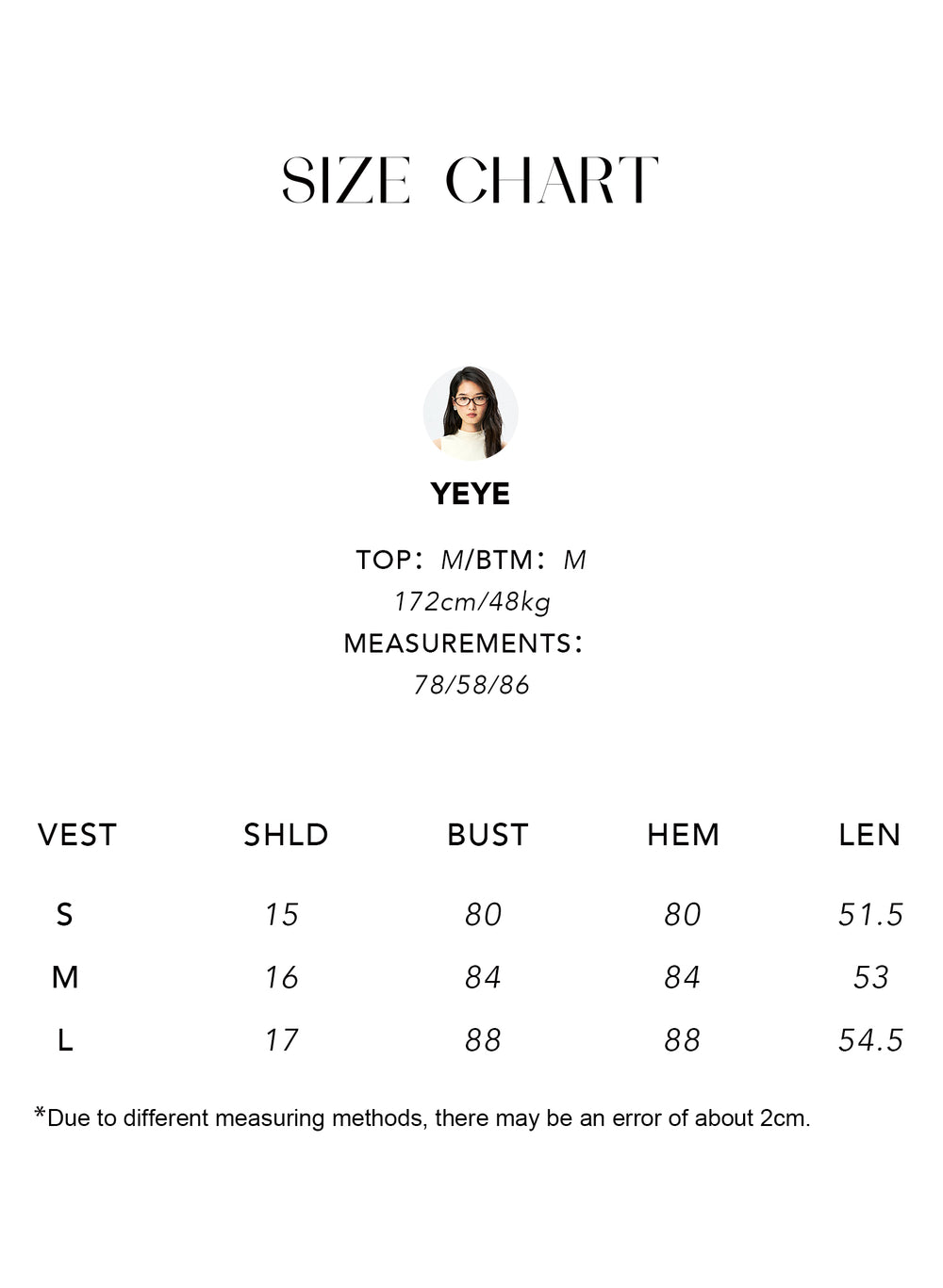 Size chart for Linen Blend Knit Tank