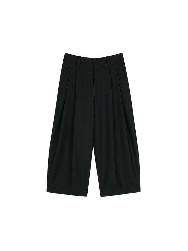 Relaxed Elastic Tapered Trousers | Hollow-Core Thermal Fabric | Pleated 8/10 Newsboy Style | Women Pants | MRS Studios