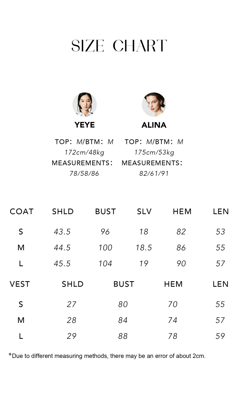 Size chart for Linen Henley Tee & U-Neck Vest Set