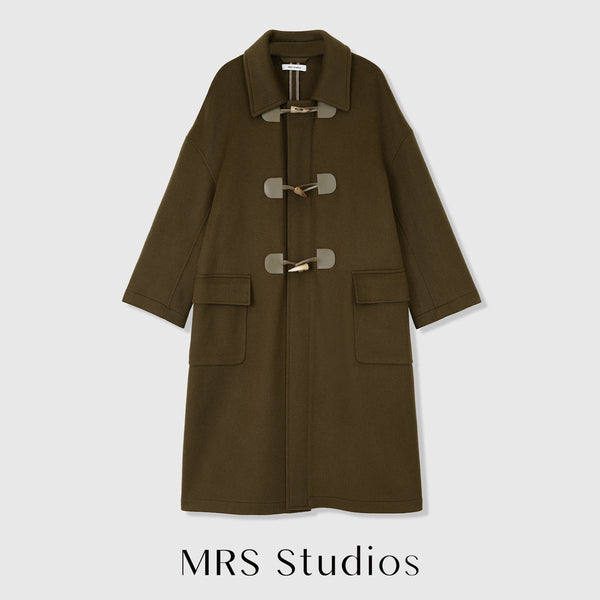 H-Line Merino Wool Duffle Coat | Horn Toggle Closure | Classic Small Collar | MRS Studios