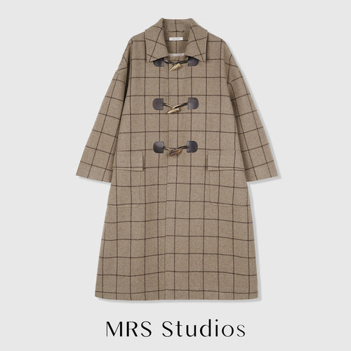 H-Line Merino Wool Duffle Coat | Horn Toggle Closure | Classic Small Collar | Women Coat | MRS Studios